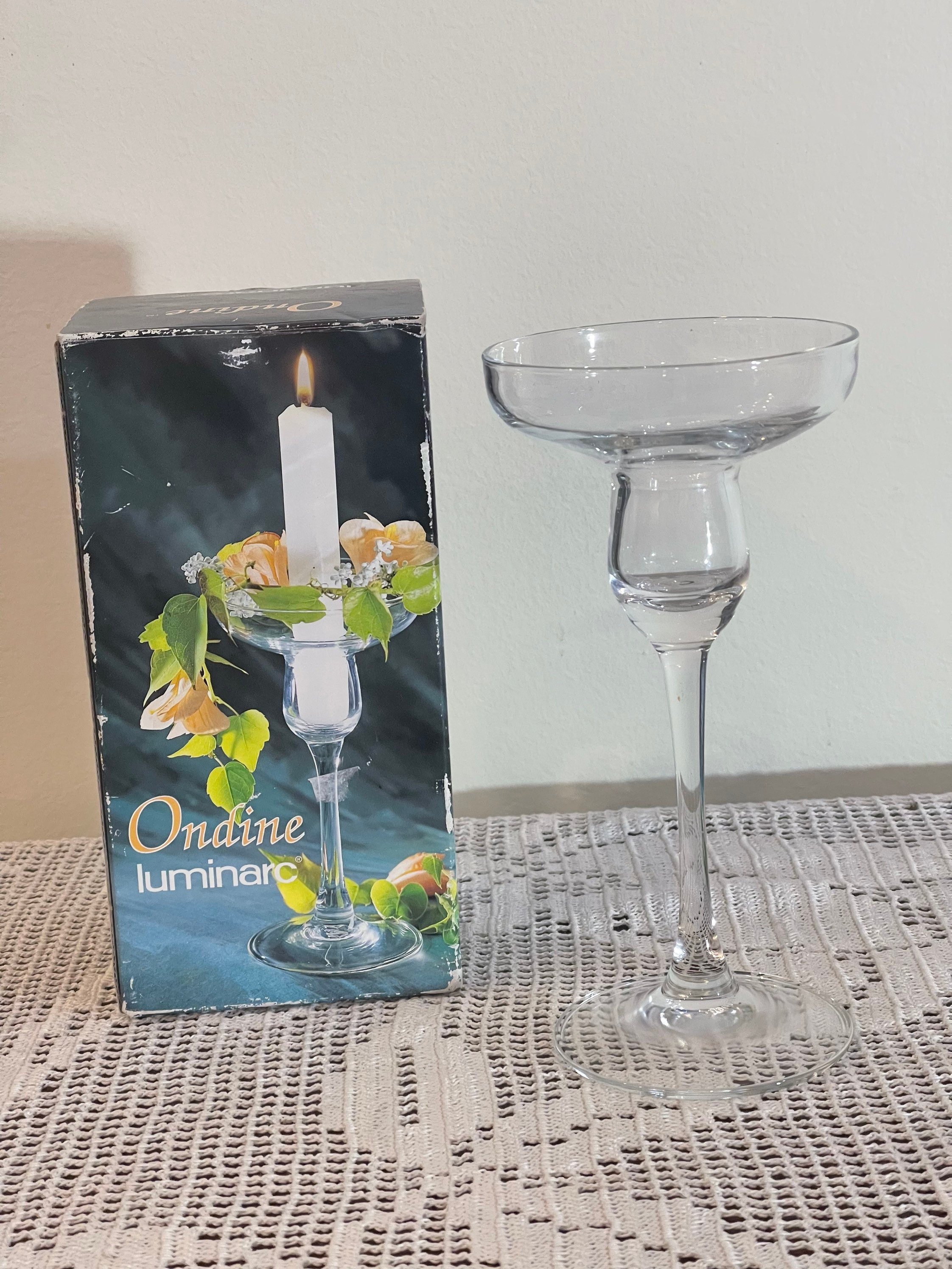 1992’ Circa vintage Ondine LUMINARC candle holder || Made in France || Vintage Luminarc glass candle holder || Vintage candle holder |