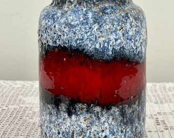 Scheurich Keramik || Vintage West Germany Fat Lava Vase White Blue || VERY RARE | vintage German vase || Vase vintage w. Germany | decor