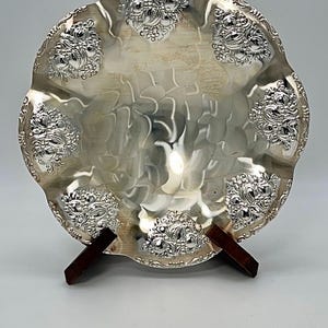 Vintage Silverplated posted QUISH Made in West Germany Floral Plate I Floral dish I Round Plate | Display plate | German Plate | Art plate