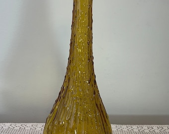 Vintage EMPOLI Amber Wax Drip Glass Genie Bottle Decanter | MCM Italy