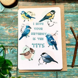 Gelukkige verjaardagskaart met vogel | Wenskaart woordspeling | Vogelliefhebber | Vogelillustratie
