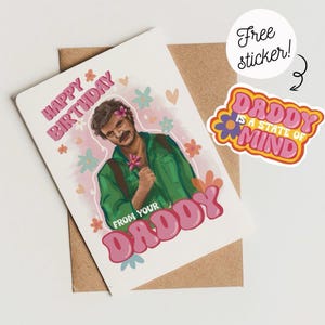 Carte d'anniversaire papa Pedro Pascal | Joyeux anniversaire | Papa | carte de voeux | Rétro | Carte drôle | Carte anniversaire ami