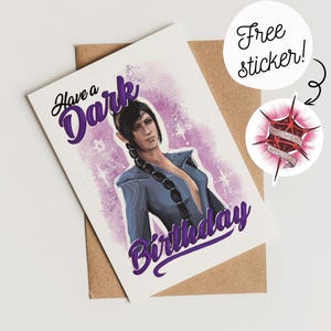 Shadowheart a un anniversaire sombre | Gothique | Justicier noir | Clerc | carte de voeux | Bg3 | Donjons et dragons