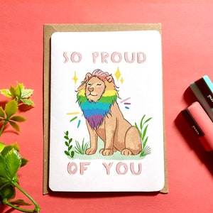 Carte de sortie | Fierté | Fier de toi | LGBTQ+ | Carte d'amitié | Drapeau de fierté | Carte de fierté personnalisée