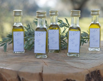 10 mini Glass  Bottles  Greek Extra Virgin Olive Oil, Wedding Bridal Shower Baftism  Favors, 20ml Herb infused, Olive oil Gift