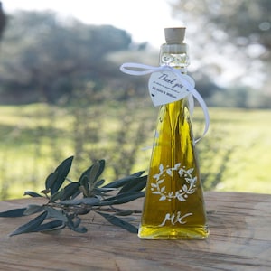 Bottiglie DIPINTE A MANO, bomboniere con olio extravergine di oliva, olio d'oliva greco aromatizzato alle erbe, bomboniere per matrimoni, bomboniere per spose, etichette personalizzate.