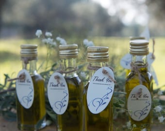 Mini, Wedding Olive oil  Favors, Rosemary infused, Greek olive oil,Herbs Infused, Bridal Shower, Custom labels, Glass Bottle, Unique Gift