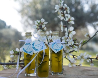 10 bottles Greek Extra Virgin  BIO Olive Oil Wedding Favors,Customized Bottles Infused with herbs, Bridal Shower, Unique Gift,FREE SHIPPING