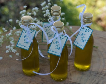 10 bottle Rosemary Infused  Extra Virgin Olive Oil Wedding Glass Bottles Favors, Bridal Shower, Herbs Olive OIl, Custom Labels,