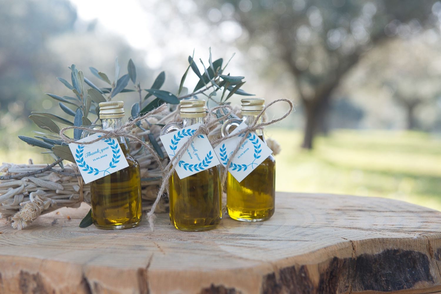 120 Mini Olive Oil Favors, Rosemary Infused Extra Virgin Greek Olive