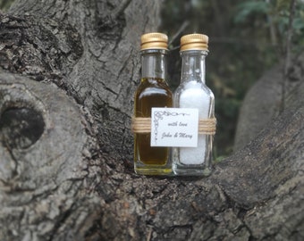 Lembrancinhas de Azeite de Oliva e Sal Marinho Grego Natural/Mini Kit de Azeite de Oliva e Sal Grego para Casamento e Aniversário/Azeite de Oliva Orgânico da Grécia/Lembrancinhas para Chá de Panela