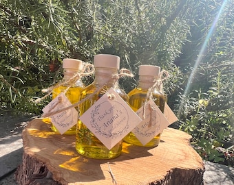 15 Olive Oil Favors, Greek Extra Virgin BIO Olive Oil, Wedding Bridal  Hen Party Shower Favors,  Infused Herbs, Unique Gift  FREE SHIPPING .