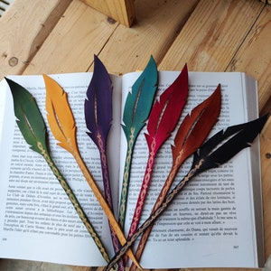 Leather feather bookmark
