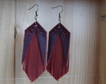 red leather earring