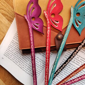 Vegetable-tanned leather butterfly bookmark image 5