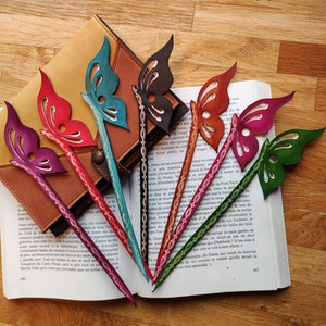 Vegetable-tanned leather butterfly bookmark image 1