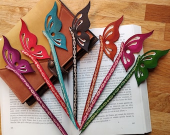 Vegetable-tanned leather butterfly bookmark