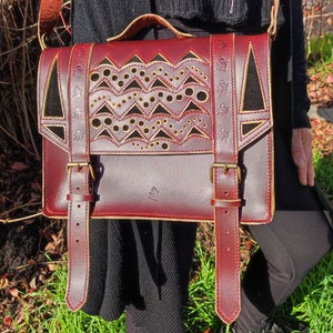 Sac cartable en cuir pleine fleur Bordeaux