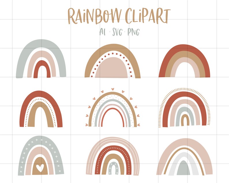 Download Boho Rainbow Clipart Bundle Designs Utilisation ...
