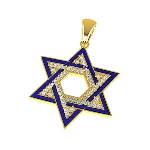 14K Gold und Diamant Davidstern Anhänger, Davidstern Anhänger, jüdischer Anhänger, Diamantanhänger, Made in Israel
