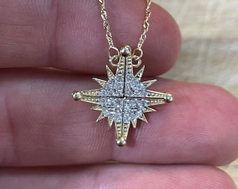 14K Gold Star of Bethlehem - with 30 Natural Diamonds Christian Jewelry, Handmade Jewelry from Israel, Religious Charm, Christening Gift