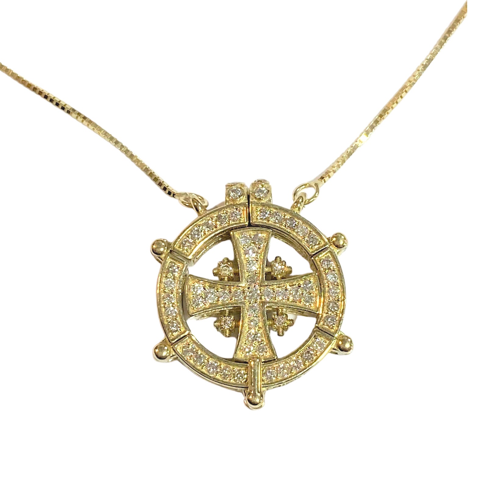 14K Gold Jerusalem Cross Pendant Necklace 100 Natural Etsy