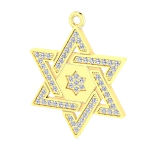 Star of David Pendant Necklace - Magen David Star Necklace Charm, Jewish Star Pendant, Solid 14K Gold, Made in Israel
