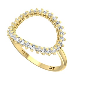 Open Circle Diamond Ring, Diamond Karma Ring, 29 Real Natural Diamonds 14K Gold, Gold Circle Ring, Made in Israel