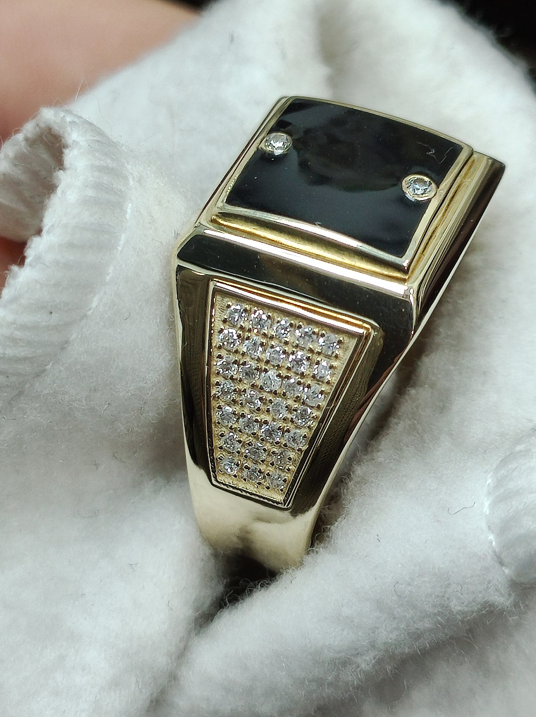 Pinky Ring for Men, Rolex Design 14k Gold With 60 Diamonds 0.44