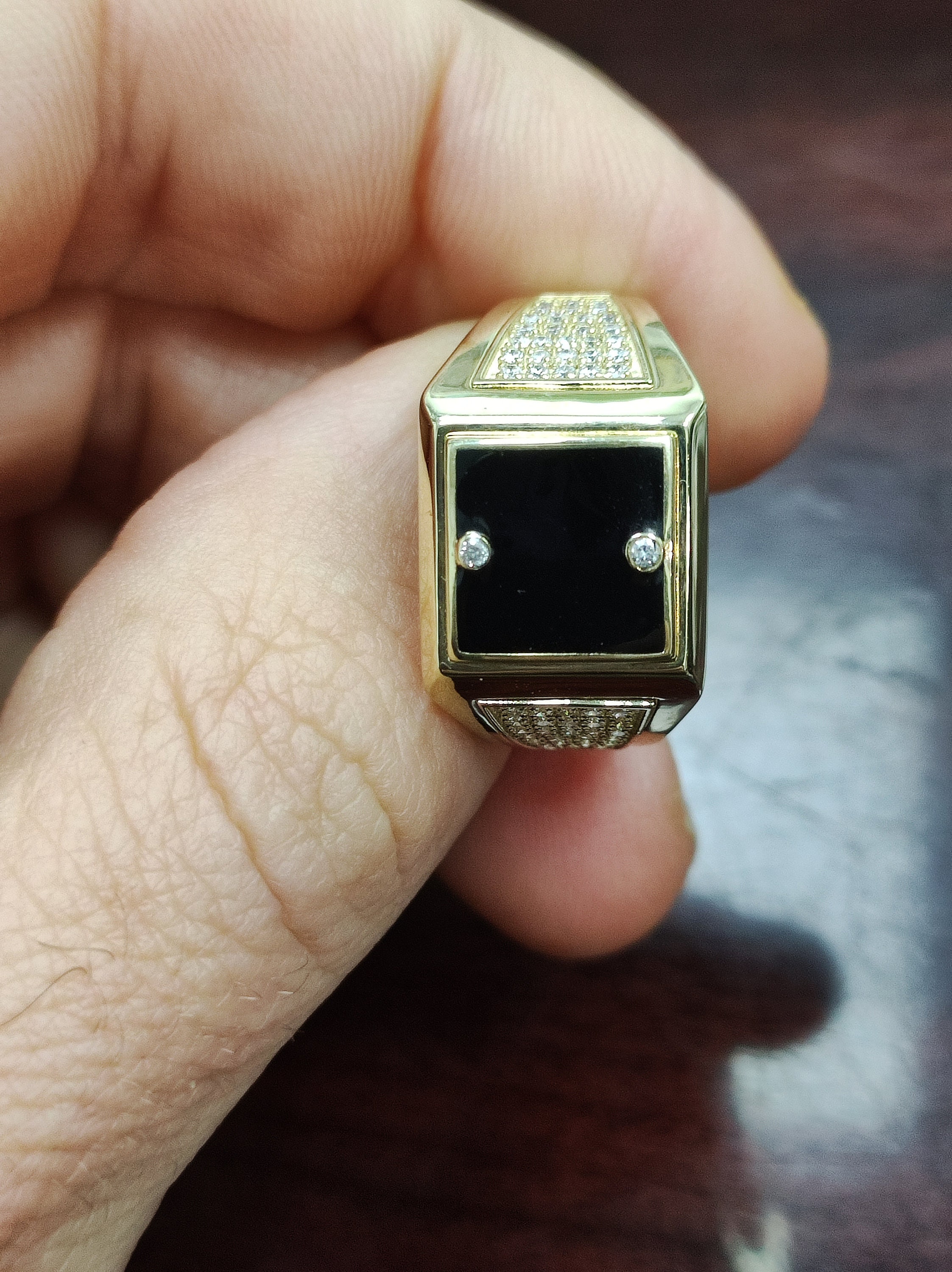 Pinky Ring for Men, Rolex Design 14k Gold With 60 Diamonds 0.44