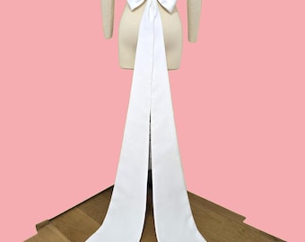 Detachable Long tails bridal bow, detachable wedding dress bow, Satin detachable bridal bow, Ivory Bow with Train, Removable bridal bow