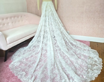 Bridal detachable Train from Lace & Tulle, Bridal skirt, Detachable Overskirt, Prom Dress Train with Lace, Wedding Train, Separate skirt
