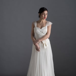 Lia Wedding Dress, Tulle dress, Satin,Lace wedding dress, Ecru Bridal dress, Handmade wedding gown, Designer wedding dress - Made to order