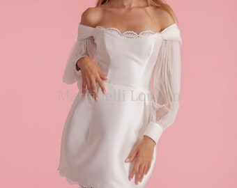 Long Bridal tulle sleeves, Detachable wedding dress sleeves, Long bridal sleeves with cuff, Dress Sleeves,Bridal ivory sleeves,Made to order