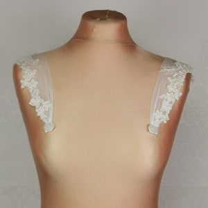 DETACHABLE Lace Wedding Dress SLEEVES,Soft elastic tulle and beaded lace sleeves, Wedding Dress Straps,Bridal Lace Sleeves Made in UK