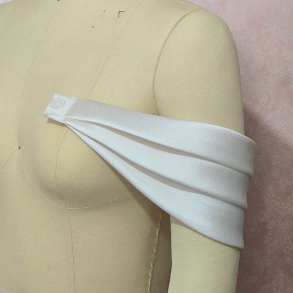 DETACHABLE Satin Bridal Sleeves, Wide Off Shoulder Sleeves, Satin Wedding Dress Sleeves, Wedding Dresses Straps, Bridal Straps,Dress Sleeves