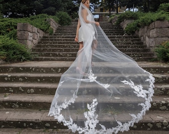Cathedral veil, Lace Veil, Cathedral Veil length, Wedding Veil, Off White veil, bridal veil, single tier veil, veil wedding, veil, veils