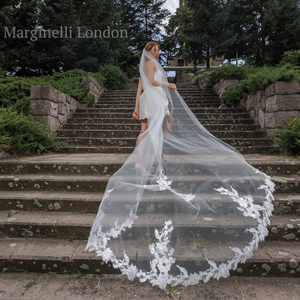 Cathedral veil, Lace Veil, Cathedral Veil length, Wedding Veil, Off White veil, bridal veil, single tier veil, veil wedding, veil, veils