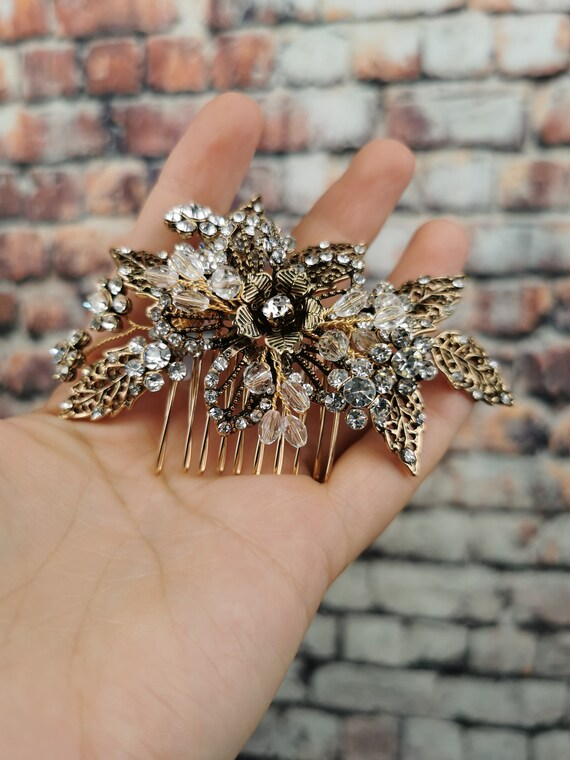 Antique Gold Crystal Hair Comb Bridal Hair Comb Bridal Hair - Etsy Antique Gold Crystal Hair Comb Bridal Hair Comb Bridal Hair - Etsy