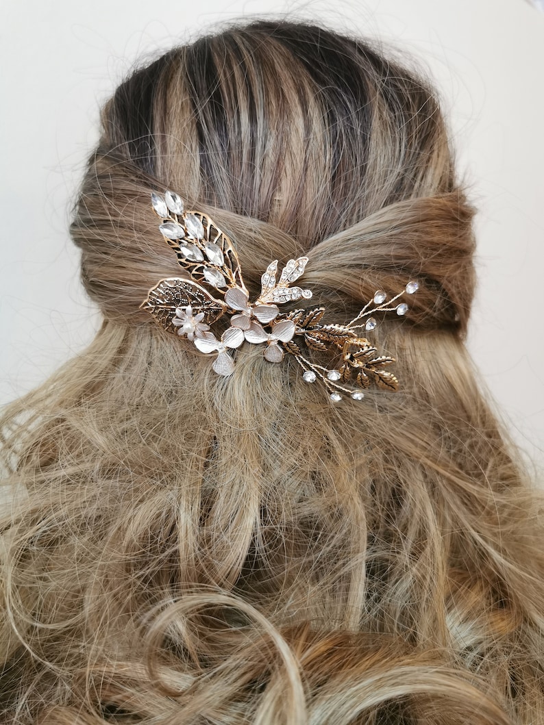 Vintage Gold Crystal Hair Comb, Bridal Hair Comb, Antique Bridal Hair Comb, Headpiece, Wedding Hair Comb, Bridal Hair Piece, Metal Hair Comb image 5