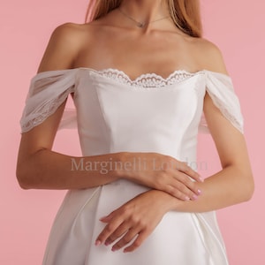 Sleeves for Wedding Dress, Detachable Bridal Sleeves with Tulle and Lace, Off the shoulder bridal sleeves, Detachable Wedding dress straps
