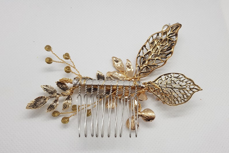 Vintage Gold Crystal Hair Comb, Bridal Hair Comb, Antique Bridal Hair Comb, Headpiece, Wedding Hair Comb, Bridal Hair Piece, Metal Hair Comb image 3