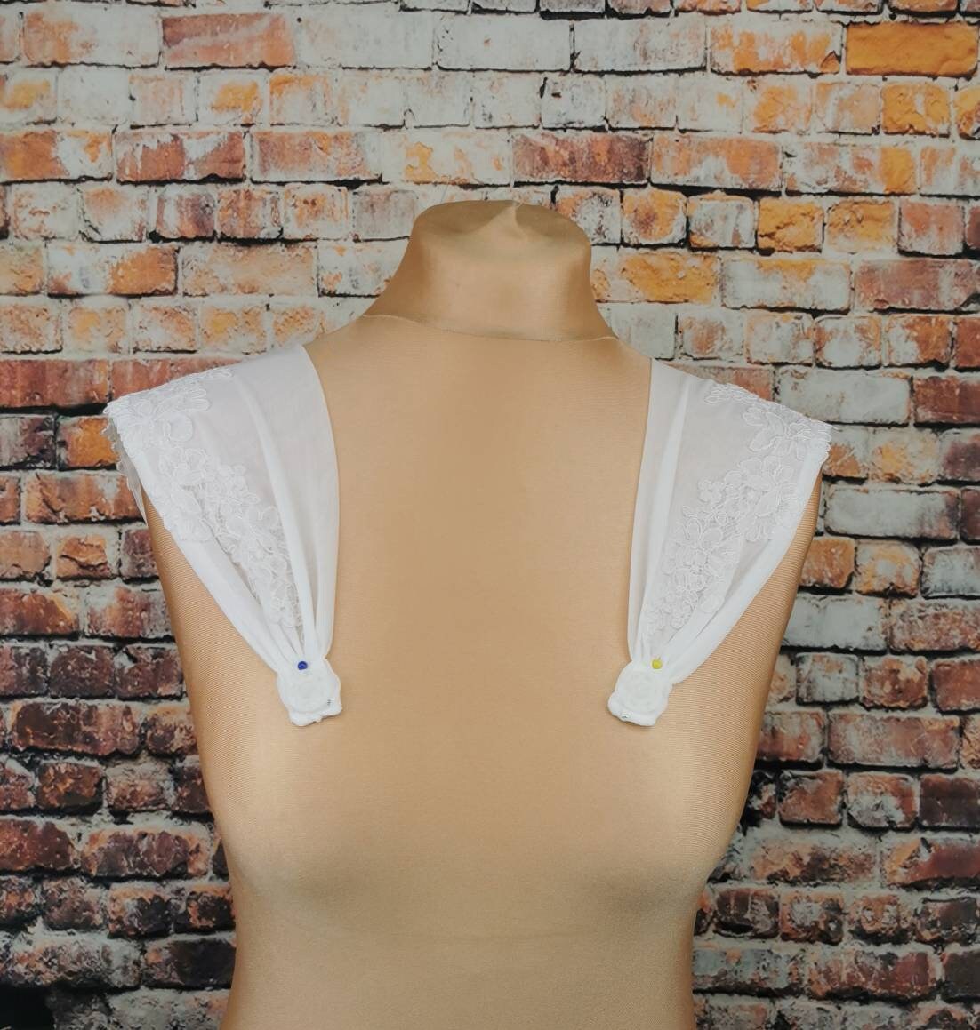 DETACHABLE Ivory Bridal Sleeveschiffon Detachable Straplace Etsy UK