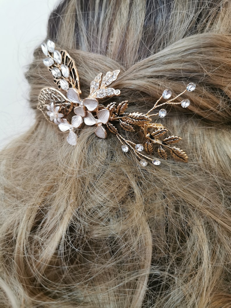 Vintage Gold Crystal Hair Comb, Bridal Hair Comb, Antique Bridal Hair Comb, Headpiece, Wedding Hair Comb, Bridal Hair Piece, Metal Hair Comb image 6