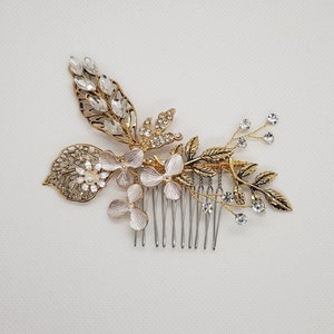 Vintage Gold Crystal Hair Comb, Bridal Hair Comb, Antique Bridal Hair Comb, Headpiece, Wedding Hair Comb, Bridal Hair Piece, Metal Hair Comb image 1