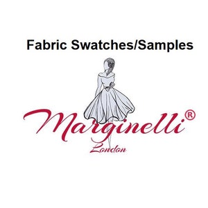 May include: A logo for a fabric company called Marginelli London. The logo features a stylised woman in a dress and the company name in red script.