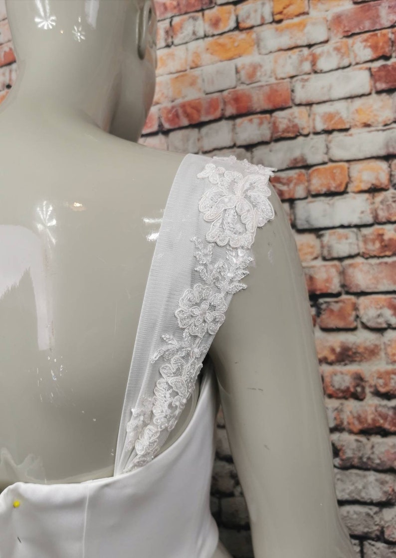 DETACHABLE Lace Wedding Dress Sleevessoft Elastic Tulle and | Etsy