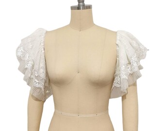 DETACHABLE Lace Wedding Dress SLEEVES, DETACHABLE Bridal Lace Sleeves, Detachable Strap, Soft pleated tulle and lace sleeves, Bridal Straps