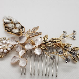 Vintage Gold Crystal Hair Comb, Bridal Hair Comb, Antique Bridal Hair Comb, Headpiece, Wedding Hair Comb, Bridal Hair Piece, Metal Hair Comb image 2