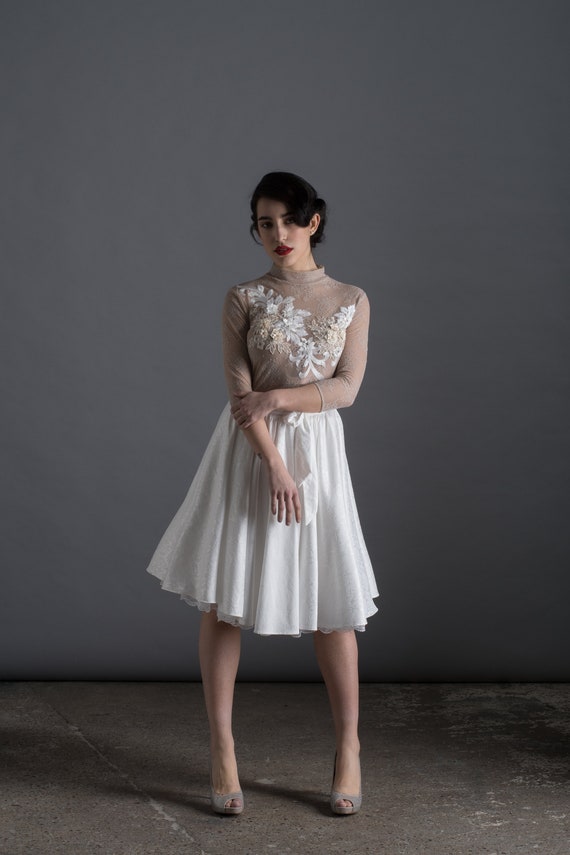 Short Wedding Dress, Satin Dress, Embroidered Lace Dress, Beaded Lace Dress, Two Pieces Wedding Gown, Designer Wedding Dress, Midi Dress - Etsy Short Wedding Dress, Satin Dress, Embroidered Lace Dress, Beaded Lace Dress, Two Pieces Wedding Gown, Designer Wedding Dress, Midi Dress - Etsy